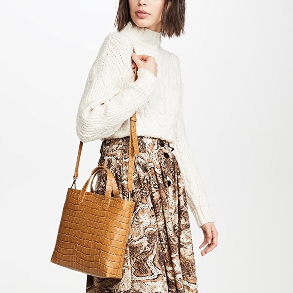 Madewell Zip Top Transport Bag Croc-Embossed Leather Edition / No Strap